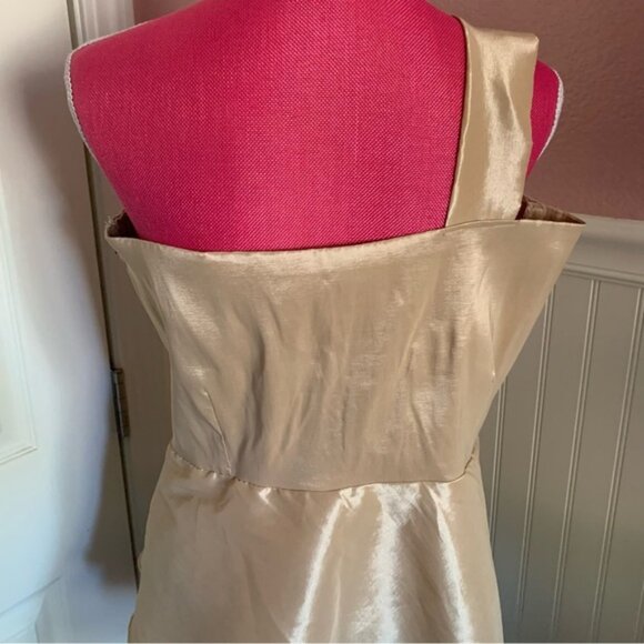 Handmade Gold Taffeta One Strap Special Occasion Asymmetrical Top size XL - Picture 5 of 6